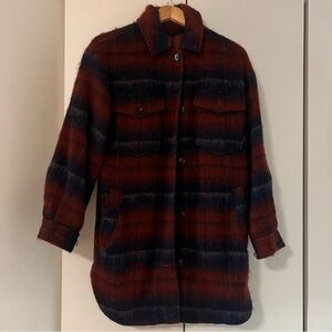 Topshop Red and Black Striped Utility Jacket